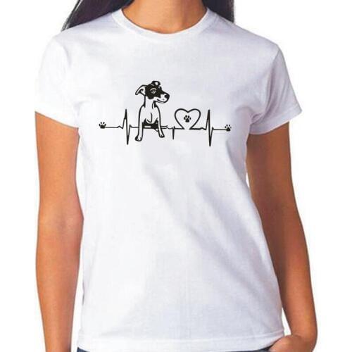 Fashion Jack Russell Heartbeat Funny Women Tshirt Summer Animal Print Tee Shirt Femme Casual Hipster Dog T Shirt Women Tops