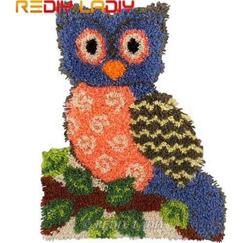 Latch Hook Kits Make Your Own Rug Owl on the Tree Tapestry Crochet Cushion Mat DIY Carpet Rug Pre-Printed Canvas Hobby & Crafts