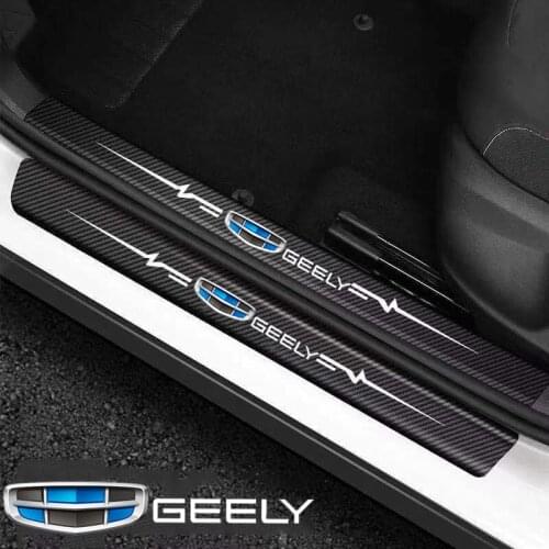 For geely emgrand ec7 ec8 ck atlas ck2 ck3 gt gc9 4pcs car Sticker door carbon leather Fiber Sill Plate Protector Decals