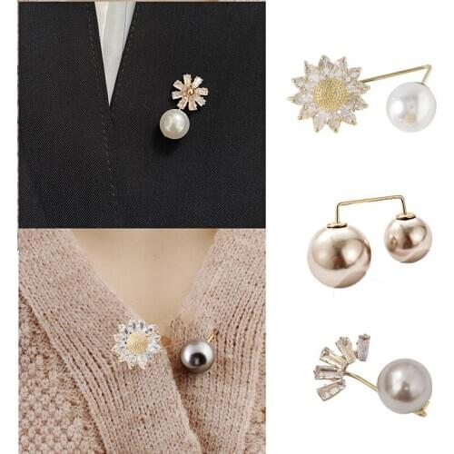 New Womens Fashion Brooch Pearl Rhinestones Pins Sweater Coat Zircon Lapel Pin Jewelry Accessories Gift Brooches for Women