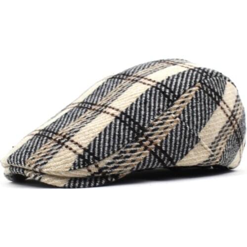 2021 new wool cotton hat men and women retro plaid beret forward cap travel vacation cap