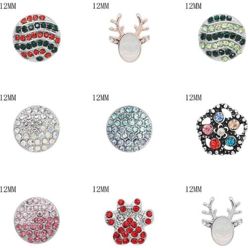 Deer 12mm Rhinestone Charms Metal snap button DIY jewelry KS2035