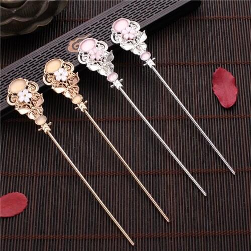Chinese Vintage Style Hair Sticks Women Flower Pearl Tassel Pendant Headwear Female Bridal Wedding Party Hair Jewelry