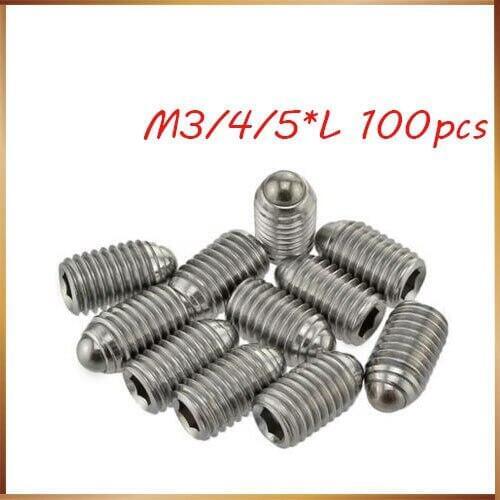 Piton a visser 6mm 100PCS M3 M4 M5 Hex Socket Spring Ball Plunger Set Screw length 6mm to 20mm