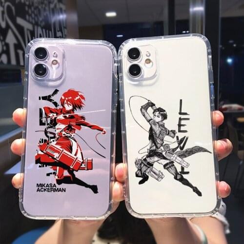 Hot Anime Attack On Titan Shockproof Phone Case For iPhone 11 12 Pro Max XR XS X 8 7 SE20 6Plus Cute Clear Soft TPU Cover Fundas