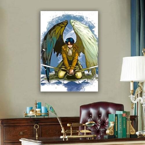 Classic Anime Poster Attack On Titan in watercolor Canvas Paper Poster Bedroom Dormitory Home Decor Painting Cartoon Wall Sticke