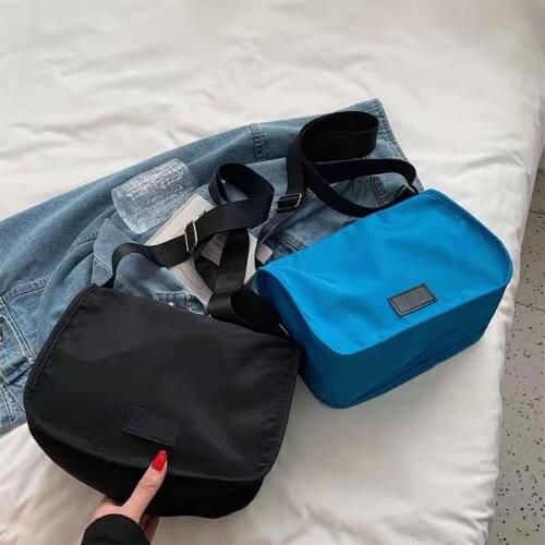 Casual Square Messenger Shoulder Bags For Women Solid Color College Student Young 2021 Autumn New Designer Nylon Cross-Body Bags