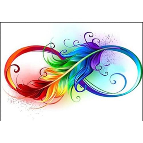Sale 5D DIY Diamond Painting Rainbow Feather Picture of Rhinestone Full Drill Round square Cross Stitch Kits Home Decoration