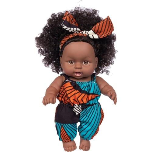 Realistic Vinyl Baby Girl Doll - Reborn African Reborn Doll Black African Black Baby Cute Curly Black 25CM Vinyl Baby Toy Gift