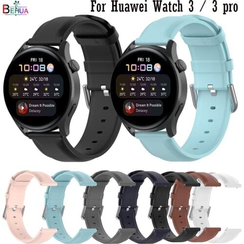 BEHUA Leather Strap Watchband For Huawei Watch 3 / 3 pro Wristband Quick Releas Bracelet For Huawei Watch GT 2 46mm / GT 2 pro