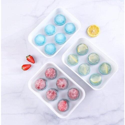 Silicone Ice Square Trays Set of 2 with Cover Food Grade Creative Whiskey Ice Ball Mould 6-Grid Spherical Ice Lattice