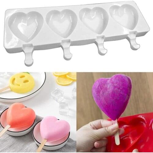 Silicone 4 Grove Heart Shape Ice Cream Mold Household Ice Cream Shaper