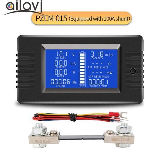 LCD Battery Tester Voltage Current Capacity Internal Resistance Power Consumption Display 0-200V 10A50A300A