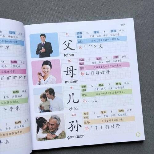 Chinese Characters Learning Books Early Education for Preschool Kids Word Textbook with Pictures & Pinyin Sentences Literacy