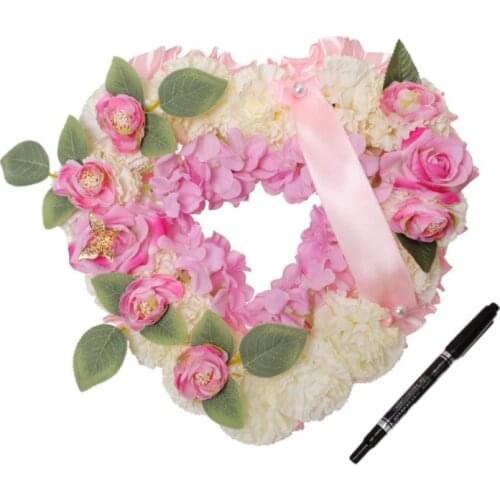 Wreath Artificial Foam Silk Flowers Garland For Memorial Halls Decoration Funeral Sacrificial Accessories Heart Shape Wreath