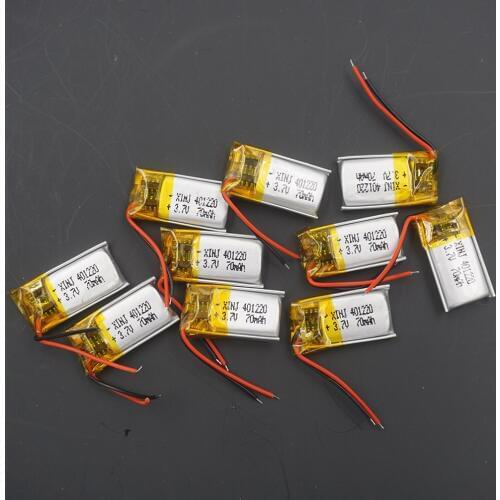 XINJ 10pcs 3.7V 70mAh Li lithium-polymer battery li po Li ion cell 401220 For DIY MP3 headphones bluetooth earphone smart watche