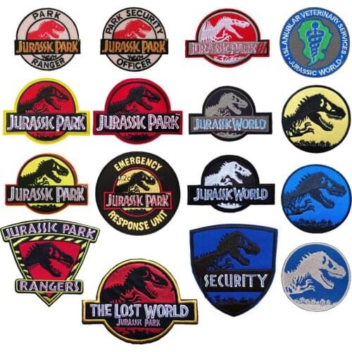 100 PCS JURASSIC Acient Wild Animal Badge Embroidered Iron On Patch, Ranger Dinosaur Movie Clothing DIY Fabric Accessories