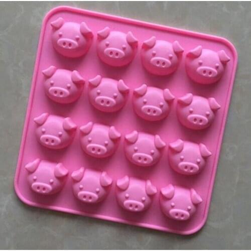 16 Hole Silicone Mold Cute Pig Head Shaped Chocolate Mold DIY Piggy Cake Mould Handmade Soap Molds