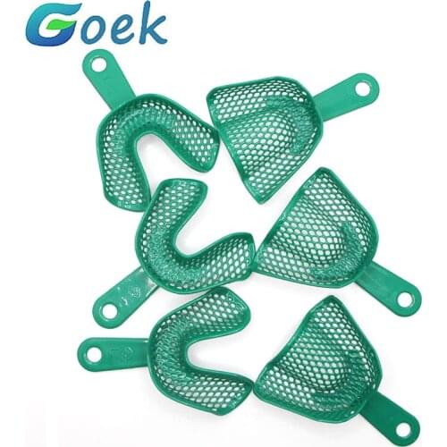 3 Pairs Dental Tray Metallic Full Mouth Partial Accurate Take-up Mold Tray 3 Colors S M L GOEK