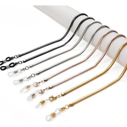 4mm Black Gold Silver Snake Link Sunglasses Chain Necklace Reading Glasses Cord Holder Strap Rope for Face Mask Head Band