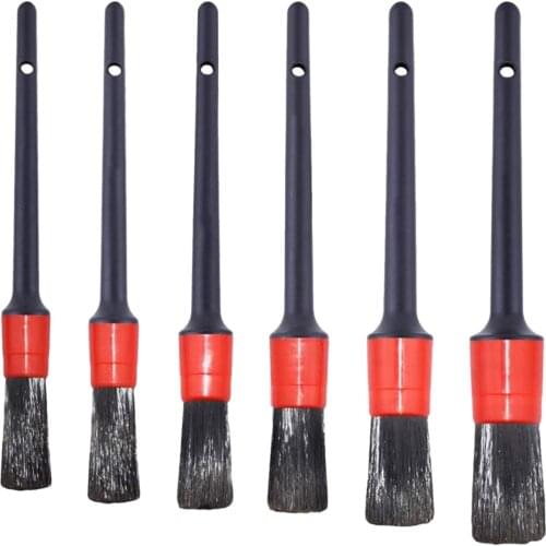6x Car Detailing Brush Kit Plastic Handle Auto Wheel Detail Clean Brush Tool
