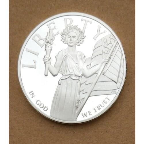 American Statue of Liberty Bald Eagle Commemorative Coin Badge Embossed Silver Plated Coins Collectibles Friends Gifts