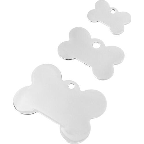 50pcs 100% Stainless Steel Blank Pet ID Tags For Dog Collar Cat Tag Bone Dog Name Tag Pet Tag 3 Sizes Wholesale