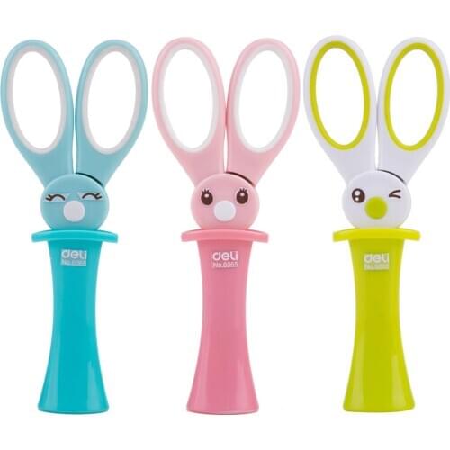 Deli 6065 student scissors magic rabbit sheath scissors fashion cute children stationery school office supplies