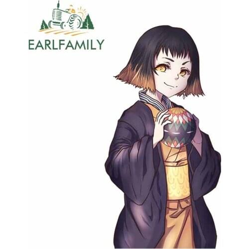 EARLFAMILY 13cm x 7cm For Demon Slayer Bumper Car Decal Windshield Car Stickers Bumper Surfboard Scratch-Proof Decor