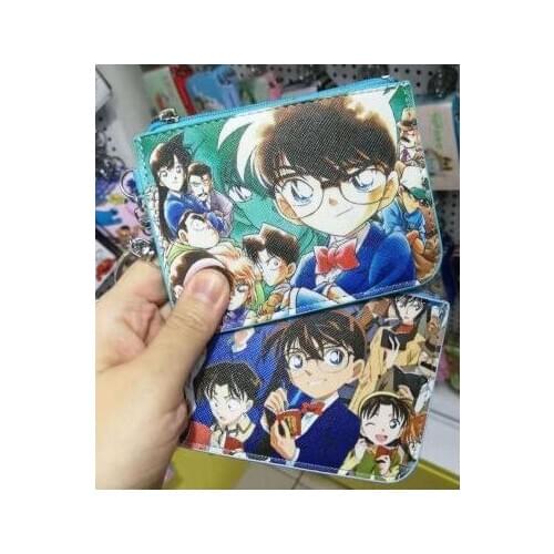 IVYYE 1PCS Detective Conan Anime Plush Card Holder PU Cartoon Credit ID Bags Zipper Coin Bus Card Wallet Kid Girls Gifts New