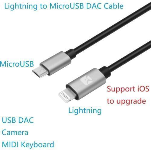 Meenova Lightning-to-MicroUSB USB DAC OTG Cable for iPhone/iPad/iPod Chord Mojo Hugo Pha3 Fiio HiFi Oppo HA2 K5 Camera 15cm 1.2m