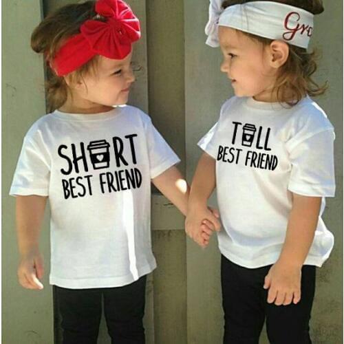 Short Best Friend Tall Best Friend Boys and Girls Unisex Best Friend Tshirt Short Sleeve Fashion Tops Tee Shirts Baby Funny Wear
