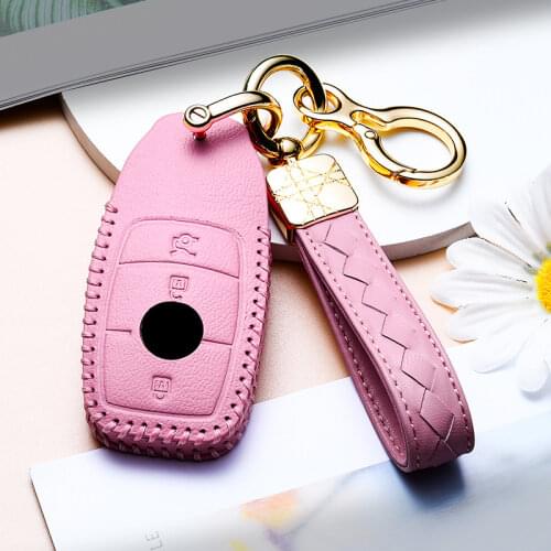 Leather Car Key Case Cover for Mercedes Benz A B C E G Class C200 C300 E350 W205 E260L GLK A45 AMG Car Key Shell Protector