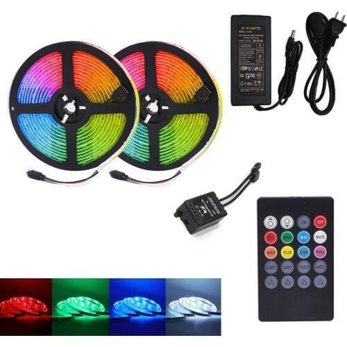 5m/10m RGB LED Strip Light 12V 5050 Music Sync Color Changing RGB Led Sponge Tape Remote Control Flexible Strip Home Decoration
