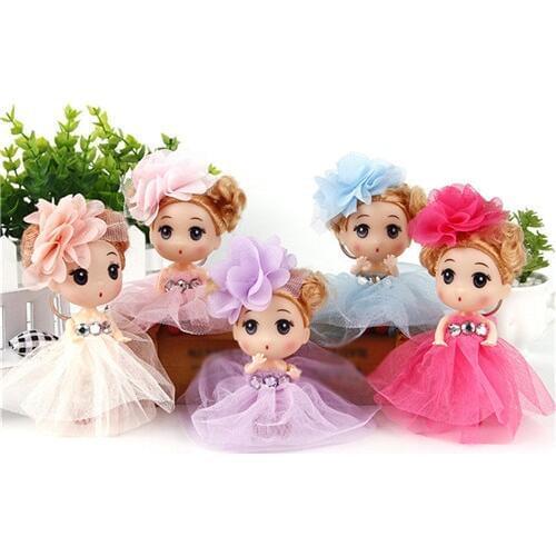 Fashion 1PC Princess Doll Wedding Dress Girl Doll Key Chain Pretand Play Toy Gift For Kids Children Random Color