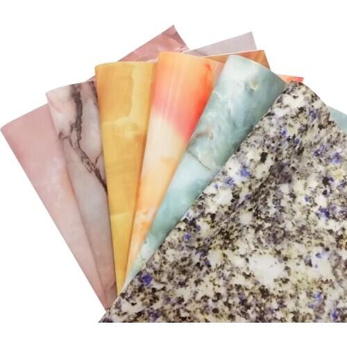 Marble Grain Multicolored Matte Printed PU Faux Artificial Leather Fabric Sheet for Making Shoe/Bag/Decorative/Clothing/Craft