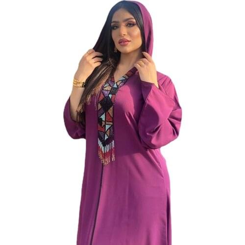 Muslim Hijab Dress Women Ethnic Clothing Fashion Tassel Hooded Dresses Moroccan Kaftan Dubai Turkey Arab Oman Robe Eid Mubarak