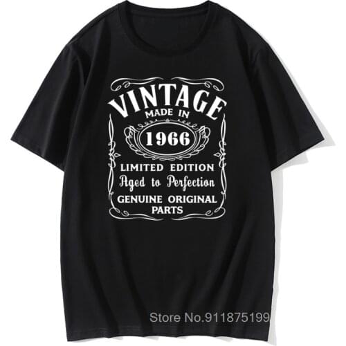 Male Vintage Retro Daddy Grandad T Shirt Born In 1966 All Original Parts T Shirt 66th Birthday Gift Design Cotton Retro TShirts