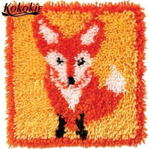 Latch hook rug kits animals printing fox carpet foamiran for needlework DIY accessories for knooppakket klink haak kleed