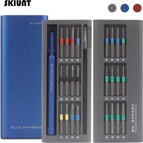 SKIUNT Precision Screwdriver Set 26 In 1 Hexgonal Phillips Bits For Screwdriver Kits Household For Watch Laptop Repair Hand Tool