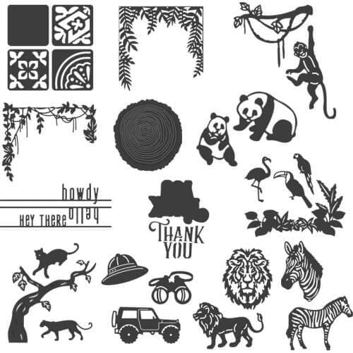 Thank You Phrases Wood Slice Vine Panda Parrot Zebra Monkey Cat Cars Metal Cutting Dies for DIY Scrapbooking Cards Crafts 2019