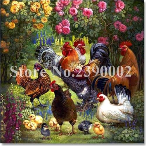 Wall Art Diamond Embroidery 5D DIY Diamond Painting Chicken Family Animal Diamond Painting Cross Stitch Rhinestone Decoration