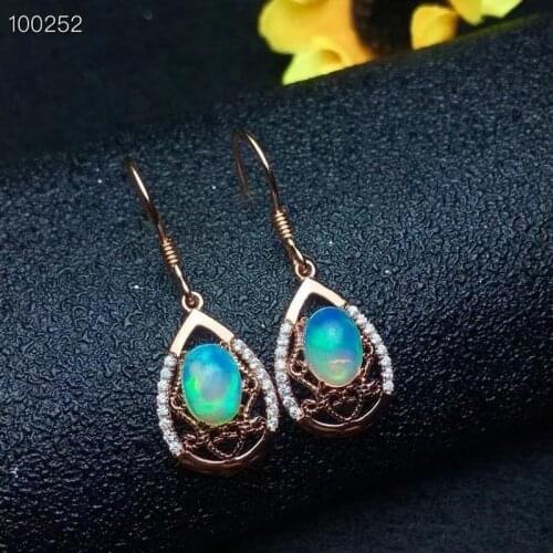 Natural Opal Earring 925 Silver Womens Super Shiny Luxury Atmosphere Banquet Essential Jewelry