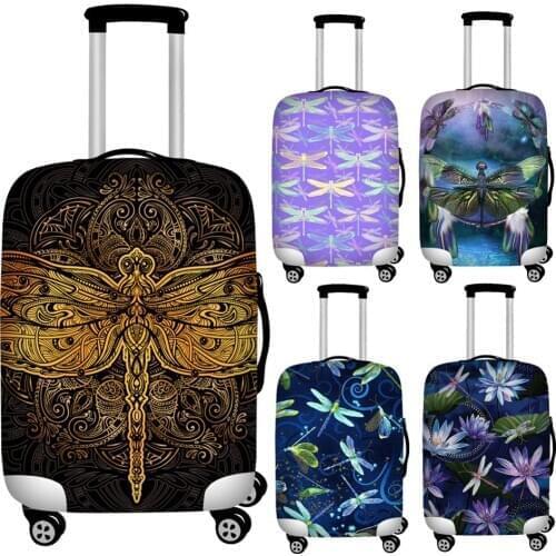 Nopersonality Elastic Dragonfly Print Travel Luggage Covers Waterproof Protective Suitcase Cover Dustproof Baggage Covers Zipper