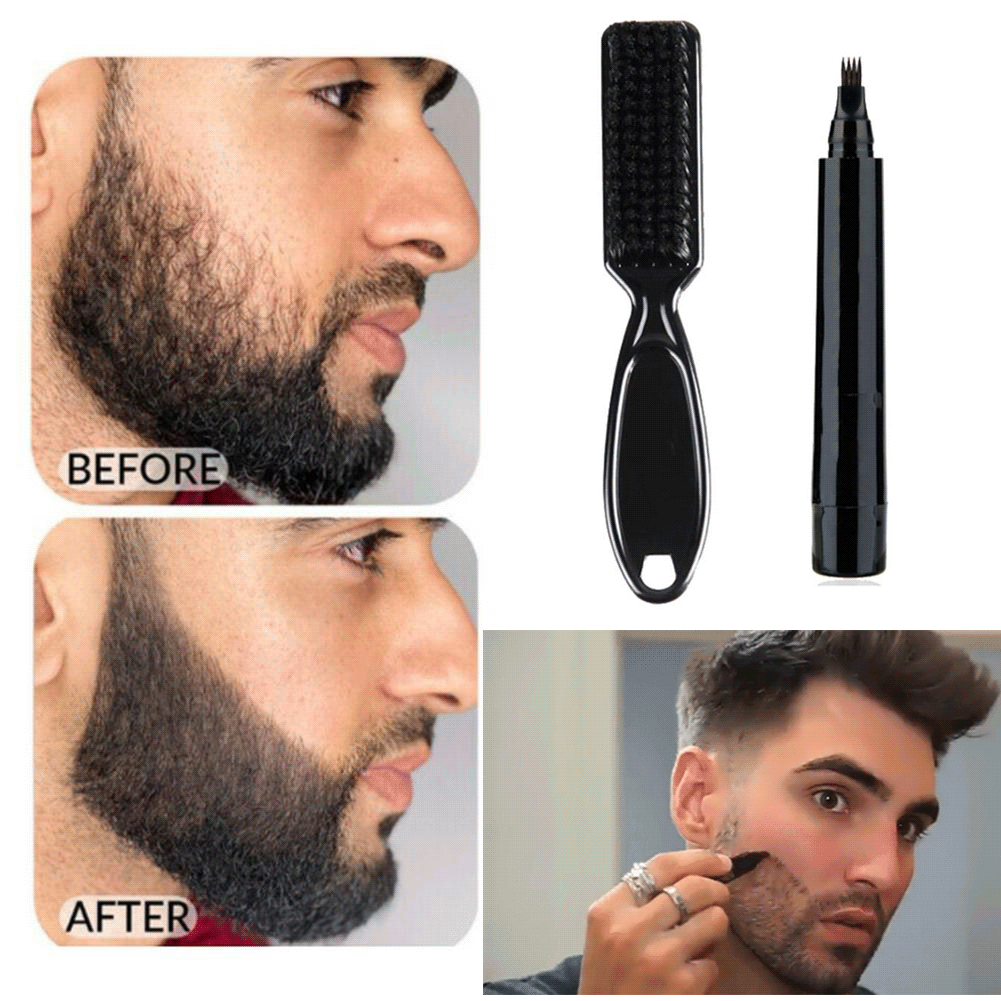 New Hot sale Beard Pen Beard Filler Pencil And Brush Beard Enhancer Waterproof Moustache Coloring Shaping Tools Hair Pencil