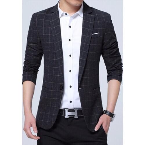 New Mens lattice Suit Jackets Spring Autumn Slim Fit Suit Blazer Korean version Suit Jackets Male Casual Business Blazers
