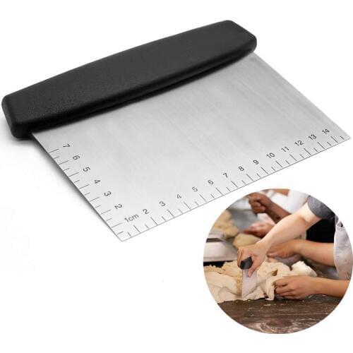 Bench Scraper Knife Stainless Steel Kitchen Pastry Metal Dough Cutter Icing Smoother Cake Decorating Scraper Dough Chopper