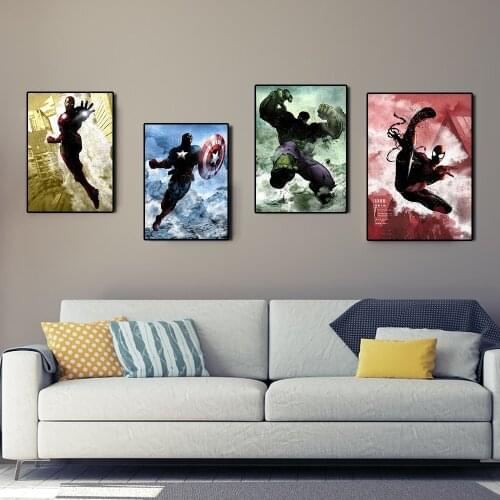 Marvel Movie Superhero Iron Man Captain America Art Poster Avengers HD Print Canvas Painting Home Decor Birthday Gift