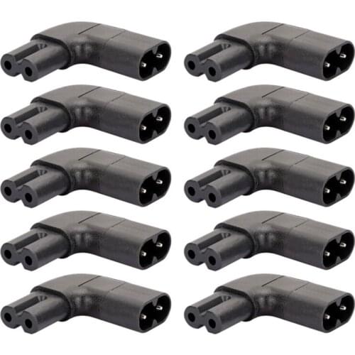 Power Adapter Plug 90 Degree 110-250V IEC 320 C8 2-Pin to C7 2-Pin 2.5A for Laptop PC Power Home Appliances,10PCS