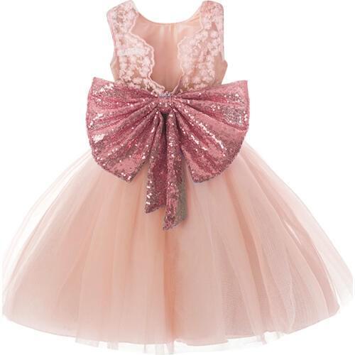 Girls Sundress 2020 New Summer Princess Girl Clothes Sequins Bowknot Sleeveless Backless Party Dress for Girls Clothes 1-5 Years